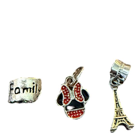 Minnie Eiffel Tower Tree Of Life 3 Bracelet Charm Set NEW - Picture 3 of 3